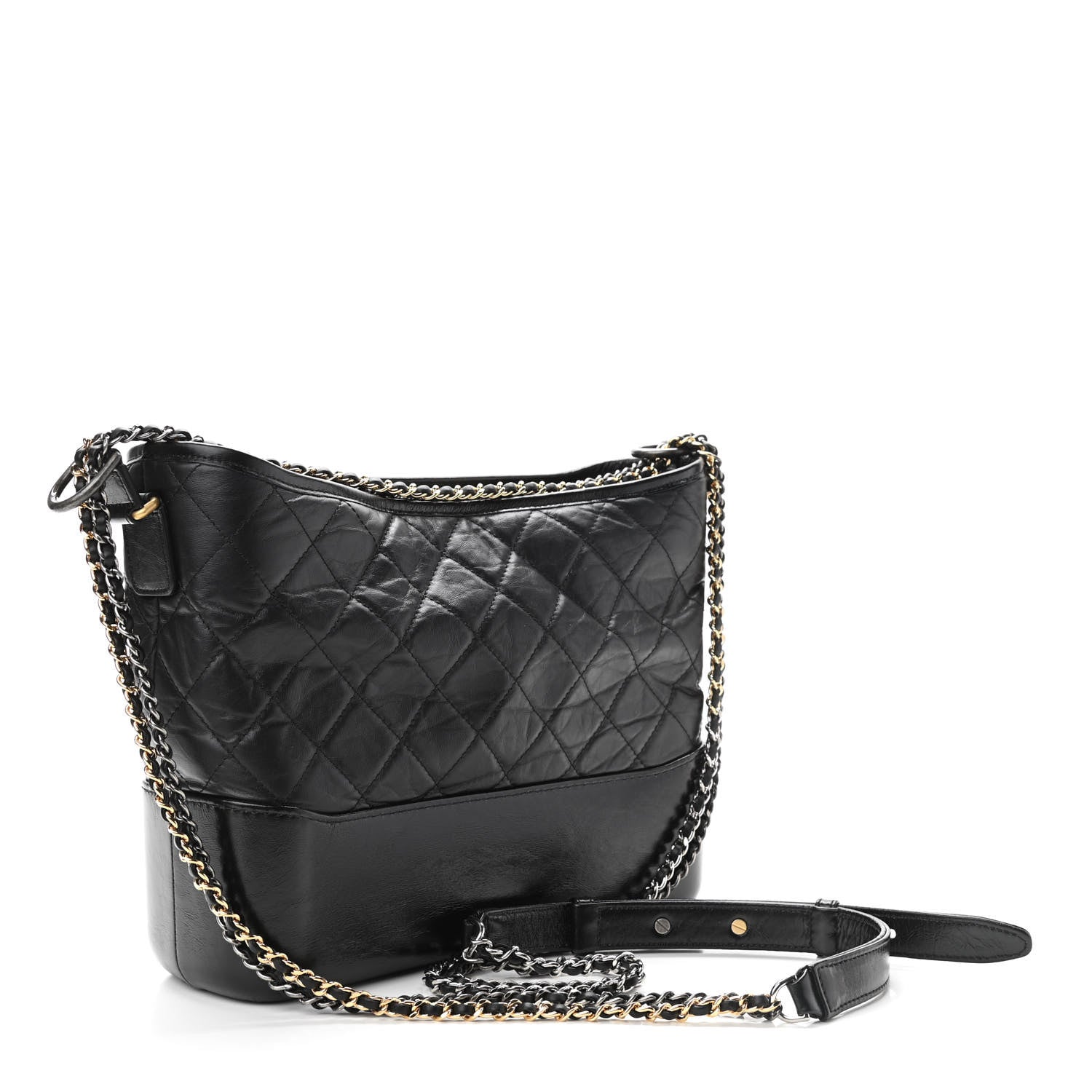 Chanel Aged Calfskin Quilted Medium Gabrielle Hobo Black 3 of 10