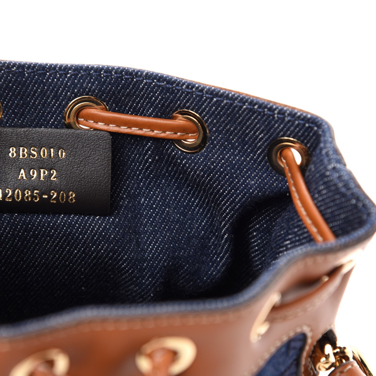 Fendi Denim Vitello King F is Fendi FF Embroidered Mini Mon Tresor Bucket Bag Blue Cuoio 10 of 11