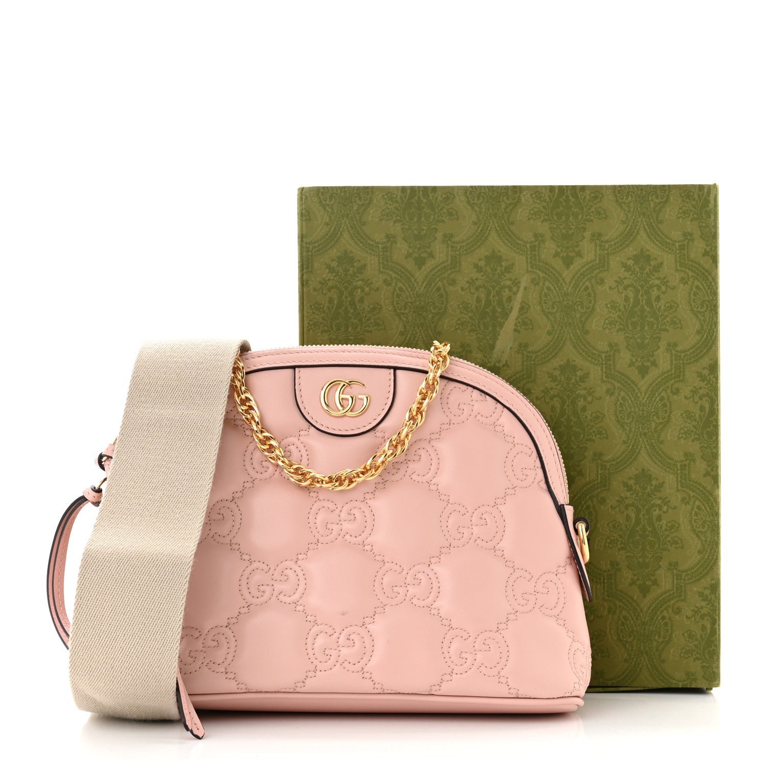 Gucci Calfskin GG Matelasse Small Dome Shoulder Bag Perfect Pink Natural 11 of 11