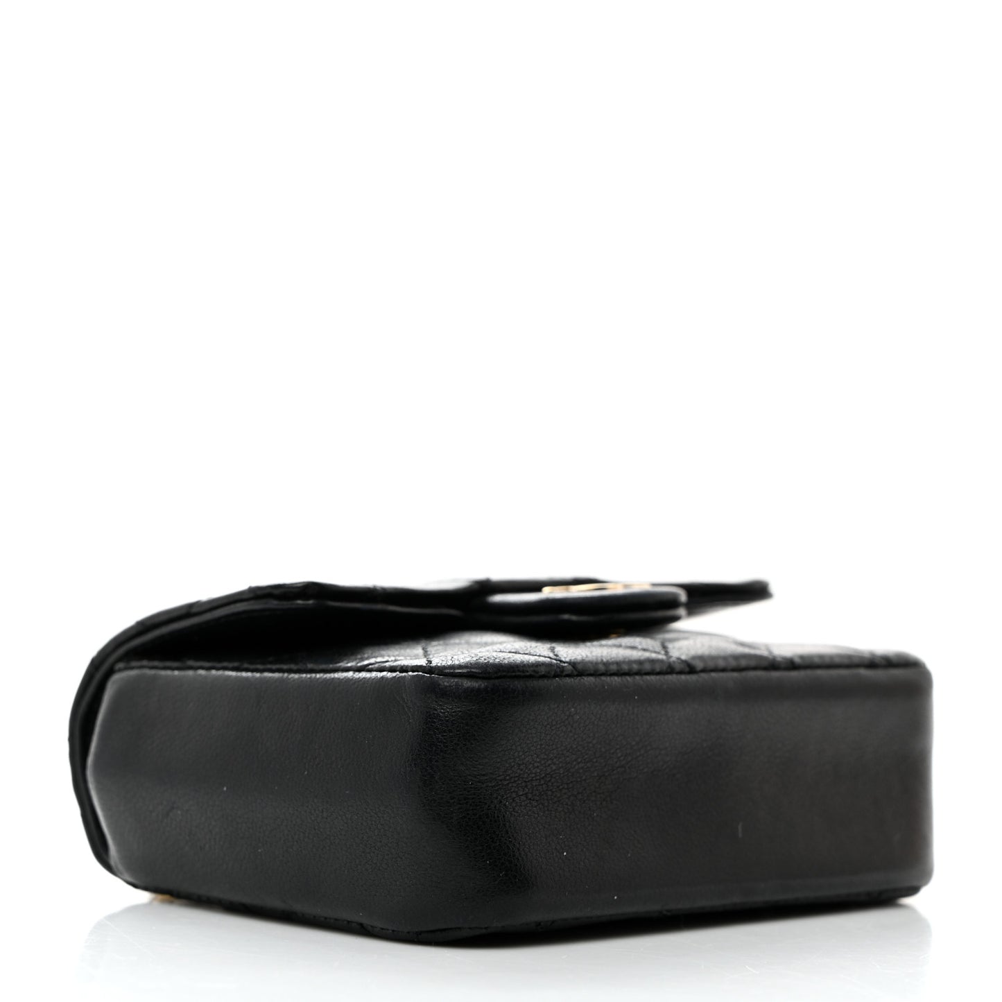 Lambskin Quilted Mini Flap Belt Bag Charm Black