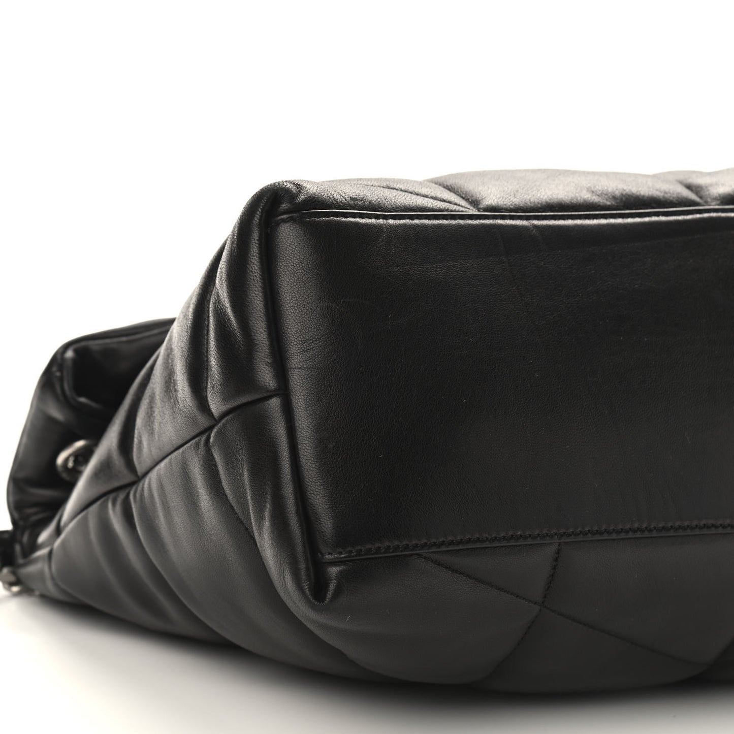 Lambskin Quilted Medium Loulou Puffer Monogram Chain Satchel Black