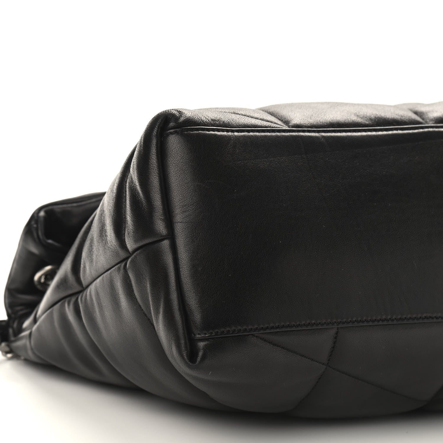 Saint Laurent Lambskin Quilted Medium Loulou Puffer Monogram Chain Satchel Black 7 of 8