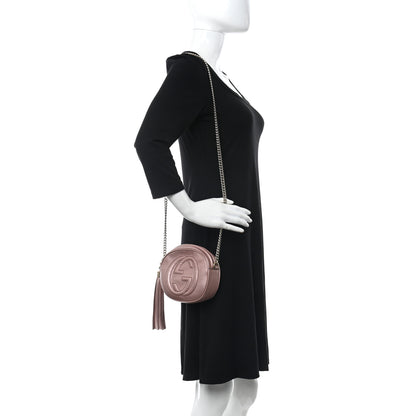 Gucci Metallic Pebbled Calfskin Mini Soho Chain Bag Pink 2 of 10
