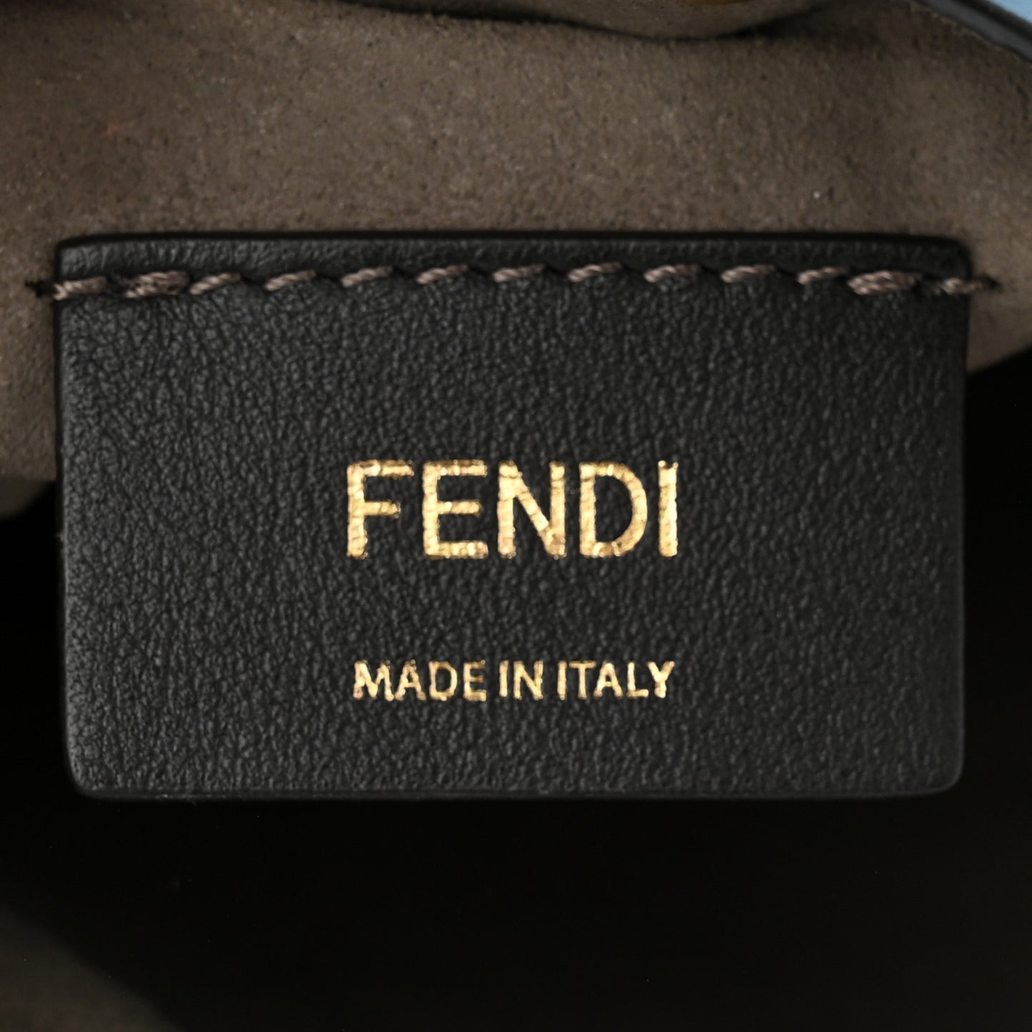Vitello Liberty F is Fendi Bi-Color FF 1974 Embossed Mini Mon Tresor Bucket Bag Balena Black