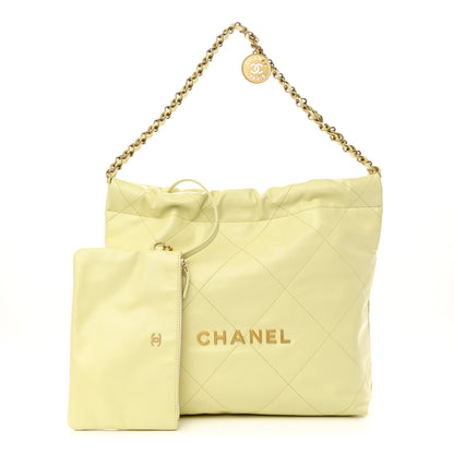 Chanel Shiny Calfskin Quilted Small Chanel 22 Light Yellow 1 of 11