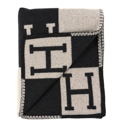 Hermes Wool Cashmere Avalon Blanket Ecru Gris Fonce 2 of 3