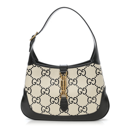 Gucci Azalea Calfskin GG Monogram Bi-Color Debossed Small Jackie 1961 Hobo Mystic White Black 1 of 8
