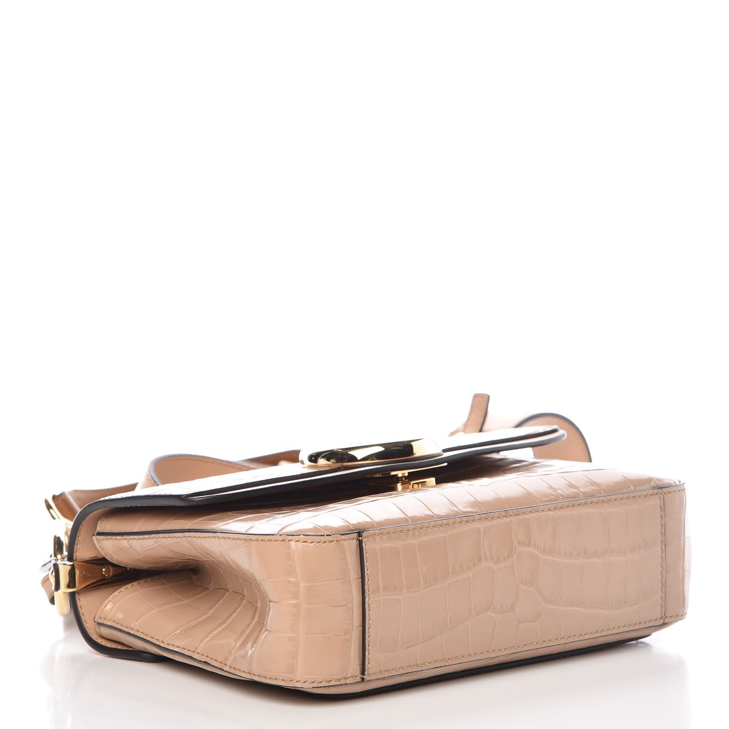 Chloe Calfskin Crocodile Embossed Small C Double Carry Nut 4 of 16