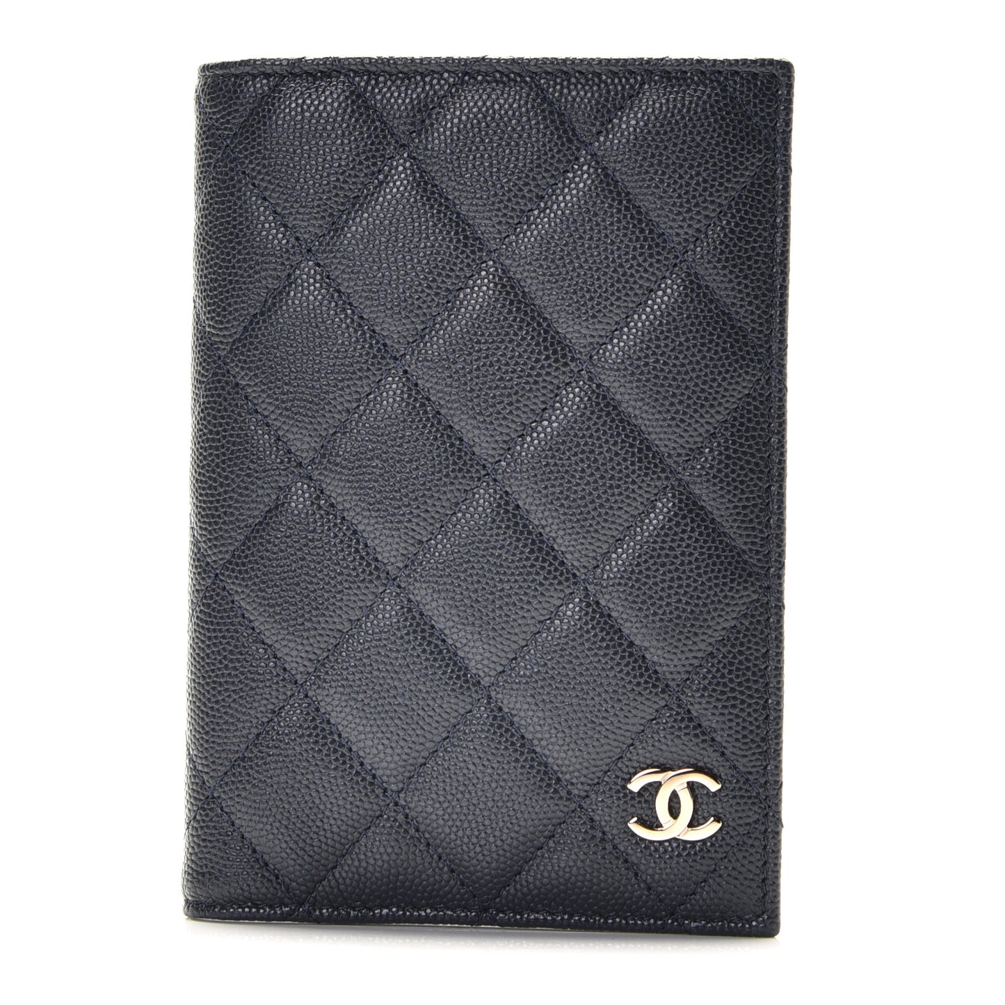 Caviar Quilted Passport Holder Navy Blue