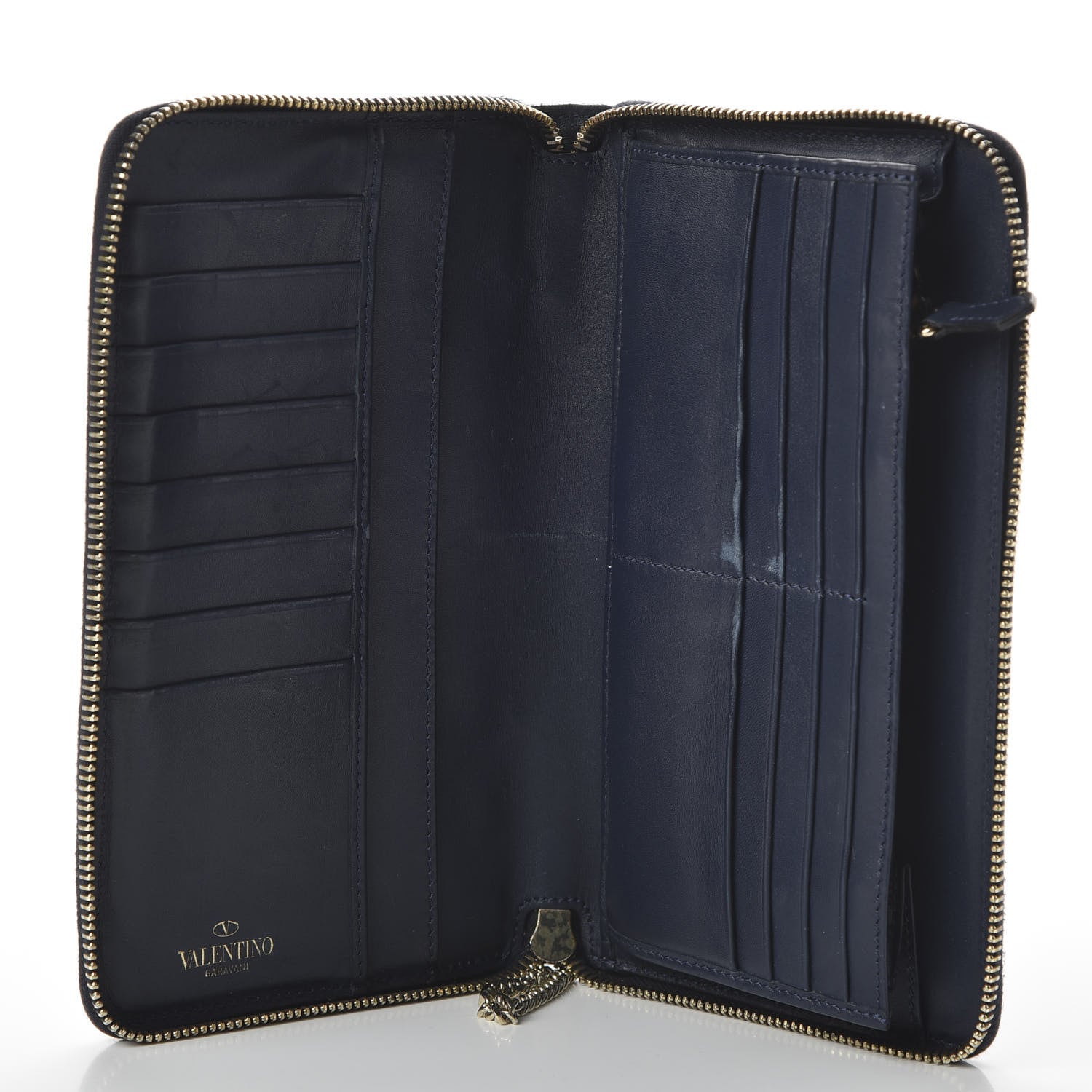 Valentino Garavani Nappa Rockstud Organizer Zip Around Wallet Marine 5 of 10