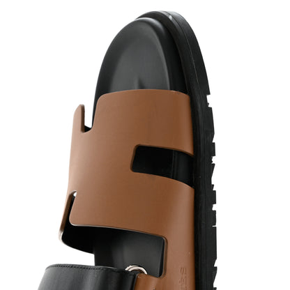 Hermes Calfskin Womens Chypre Sandals 41 Black Gold 10 of 10