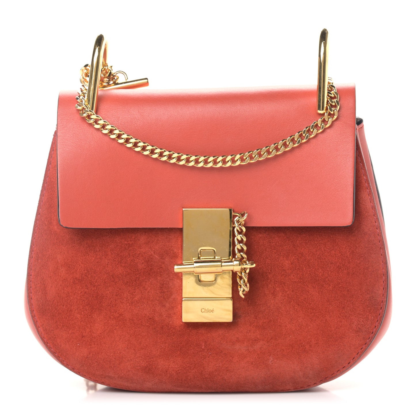 Suede Smooth Calfskin Drew Shoulder Bag Poppy