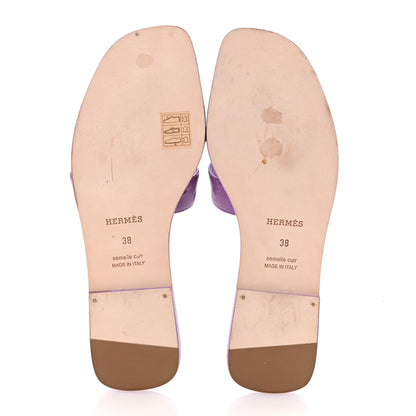 Hermes Ostrich Oran Sandals 38 Violet 6 of 10