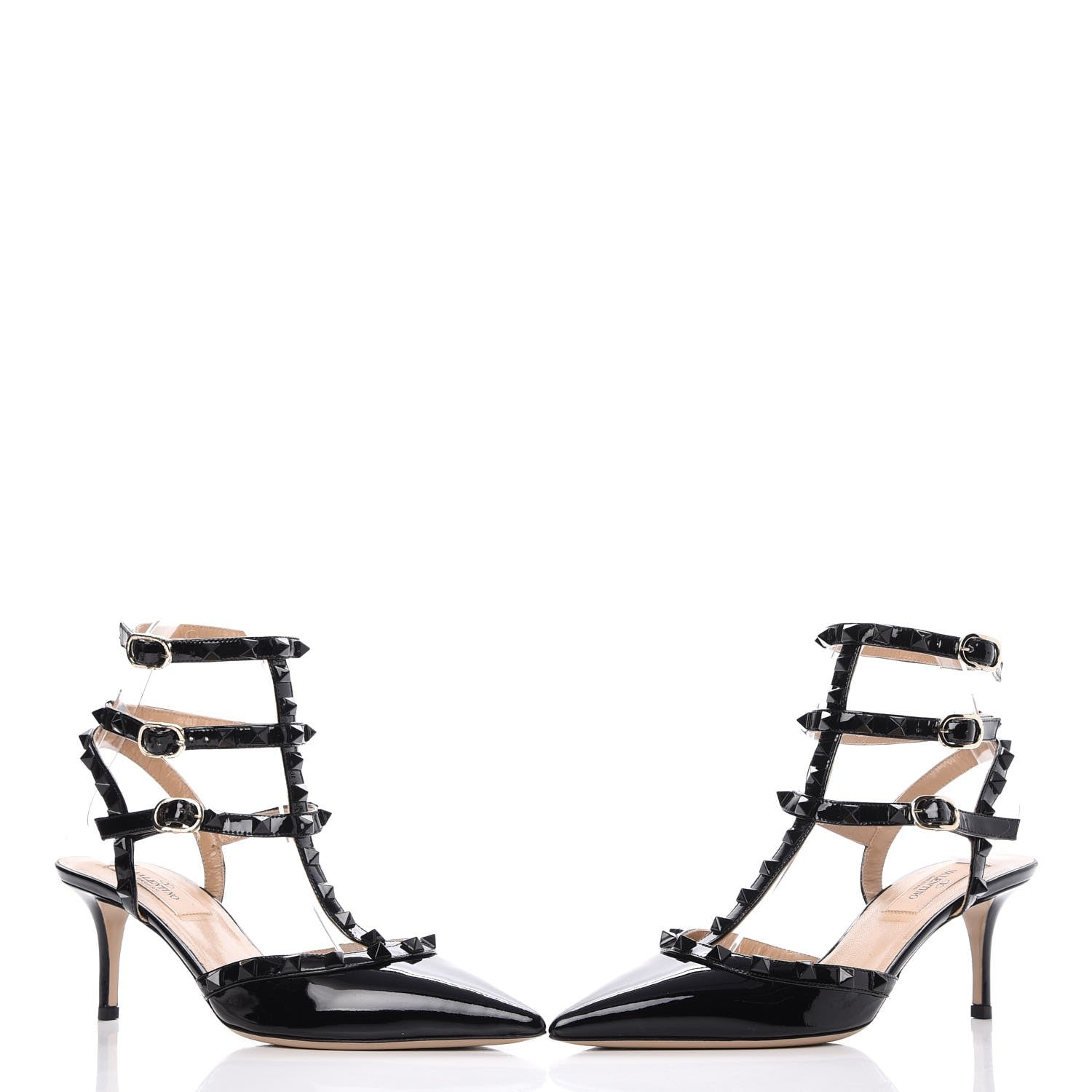 Valentino Garavani Patent Monochrome Rockstud Ankle Strap 65mm Pumps 37 Black 6 of 12