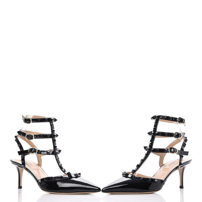 Valentino Garavani Patent Monochrome Rockstud Ankle Strap 65mm Pumps 37 Black 6 of 12