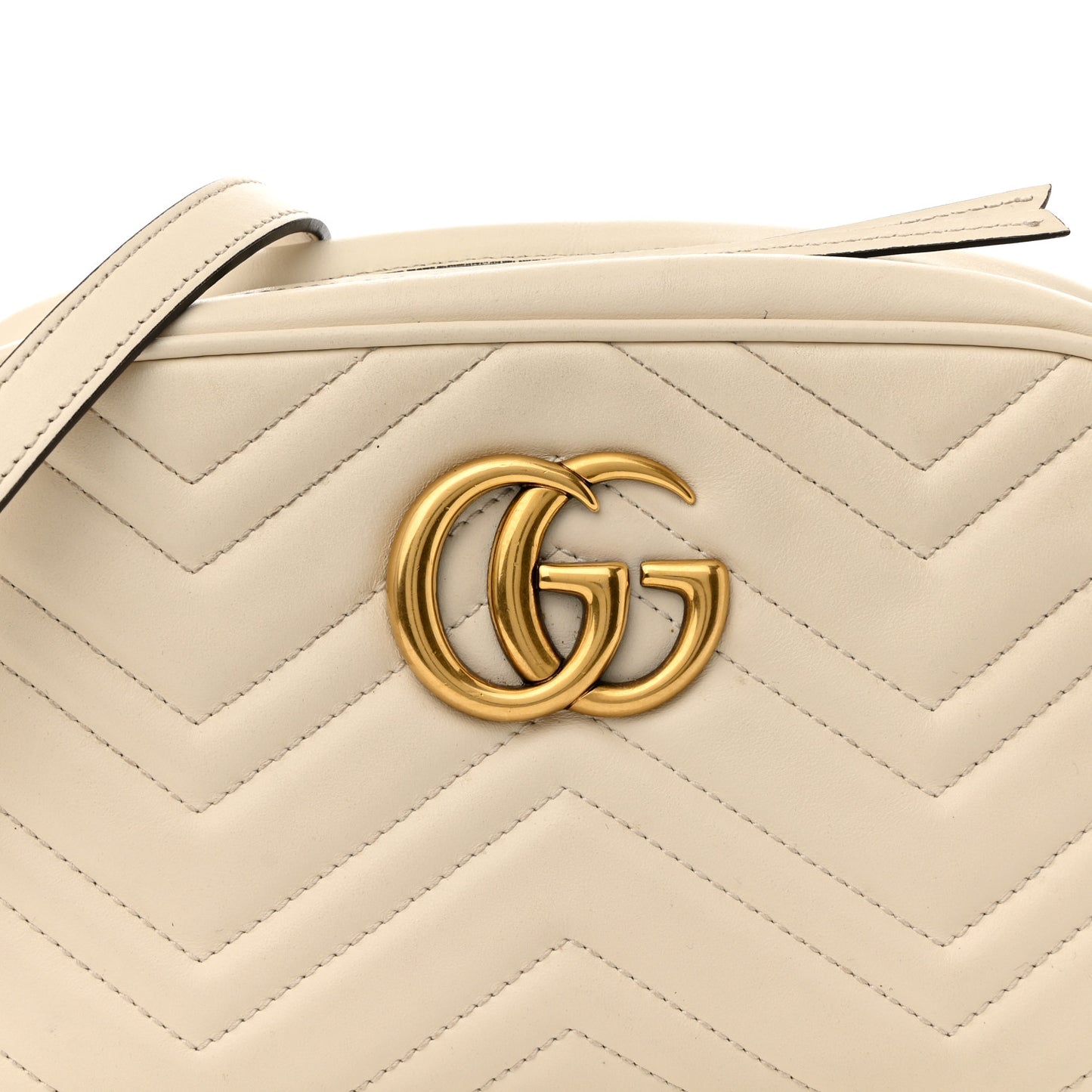 Calfskin Matelasse Small GG Marmont Chain Shoulder Bag White