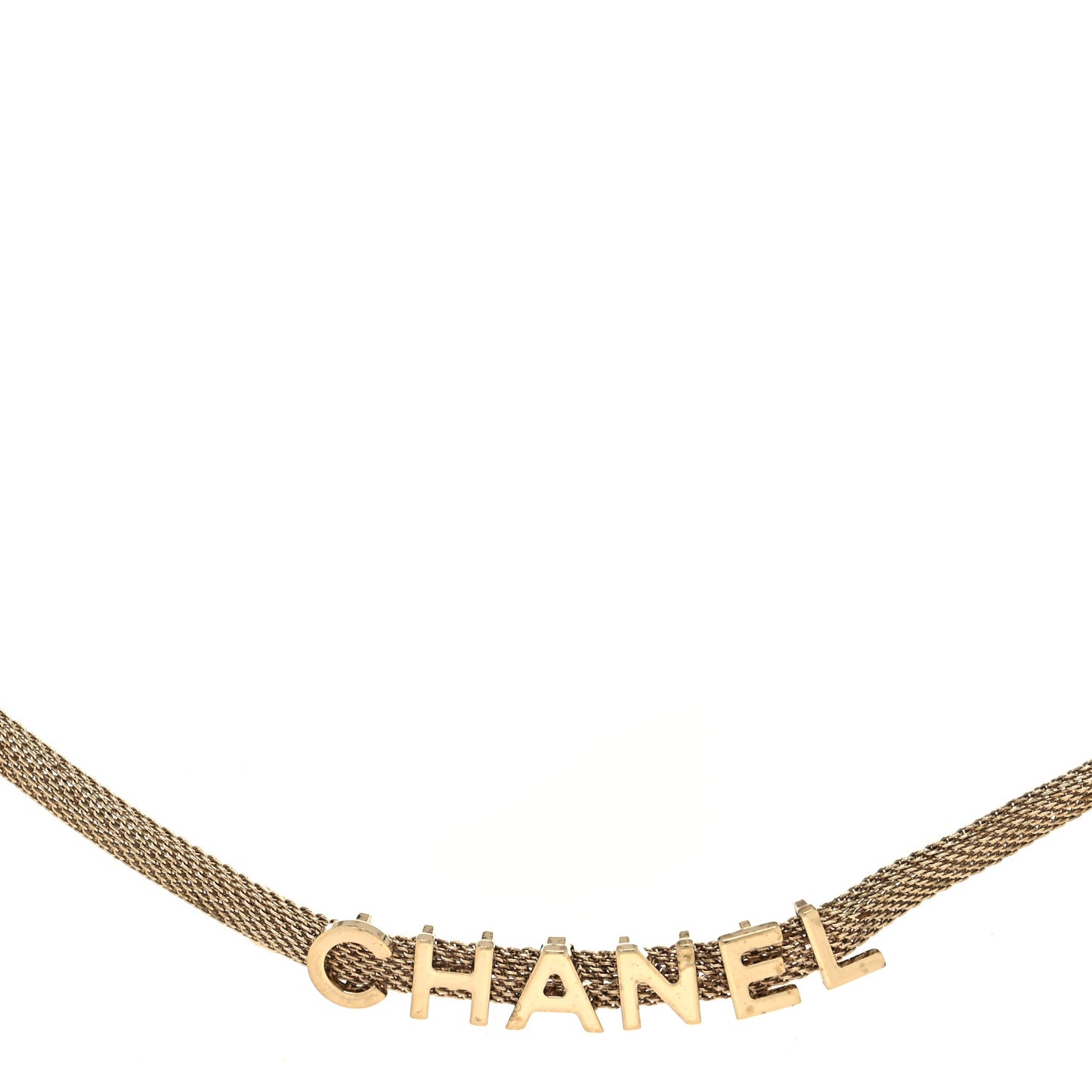 Mesh Logo Choker Necklace Gold