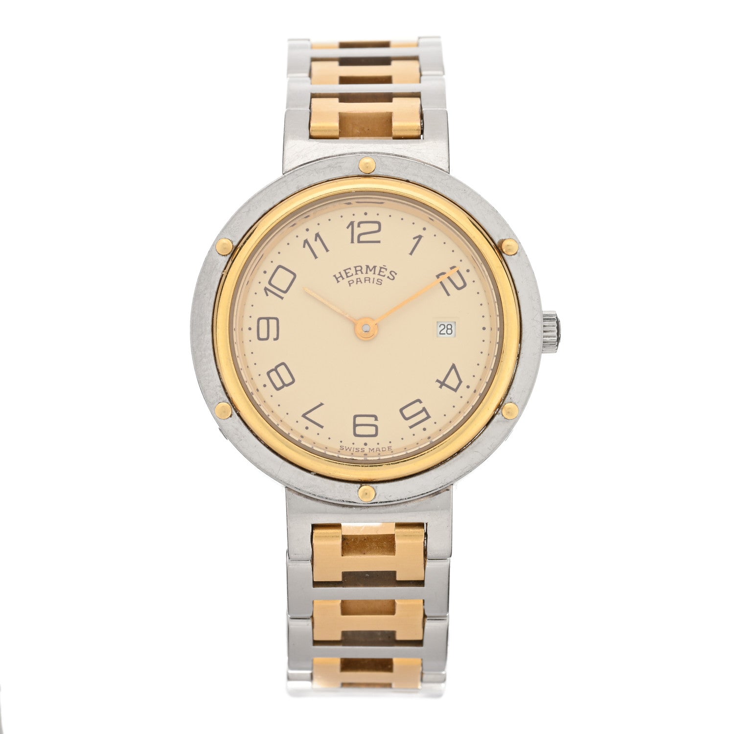 Hermes Stainless Steel 30mm Clipper Quartz Watch Gold 1 of 4