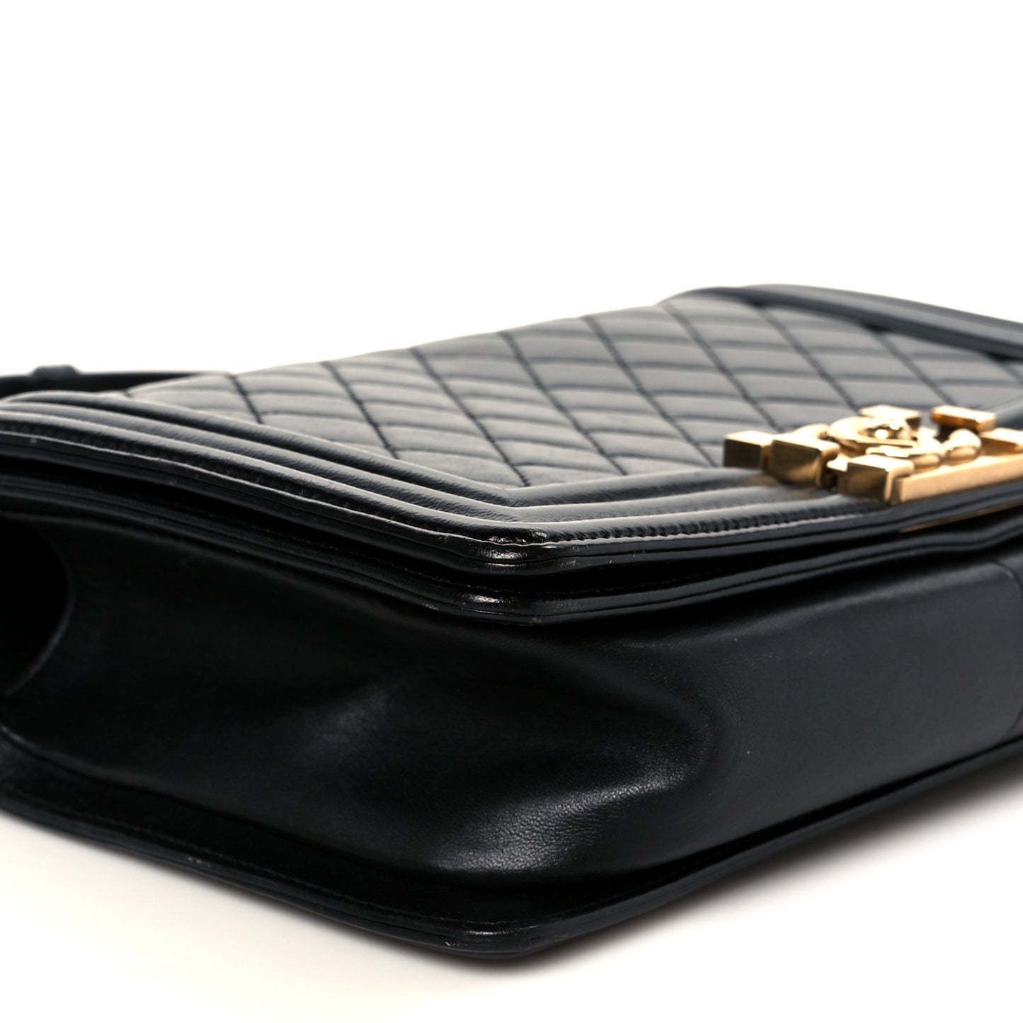 Lambskin Quilted Medium Boy Flap Black