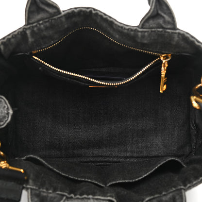 Prada Denim Logo Tote Black 5 of 12