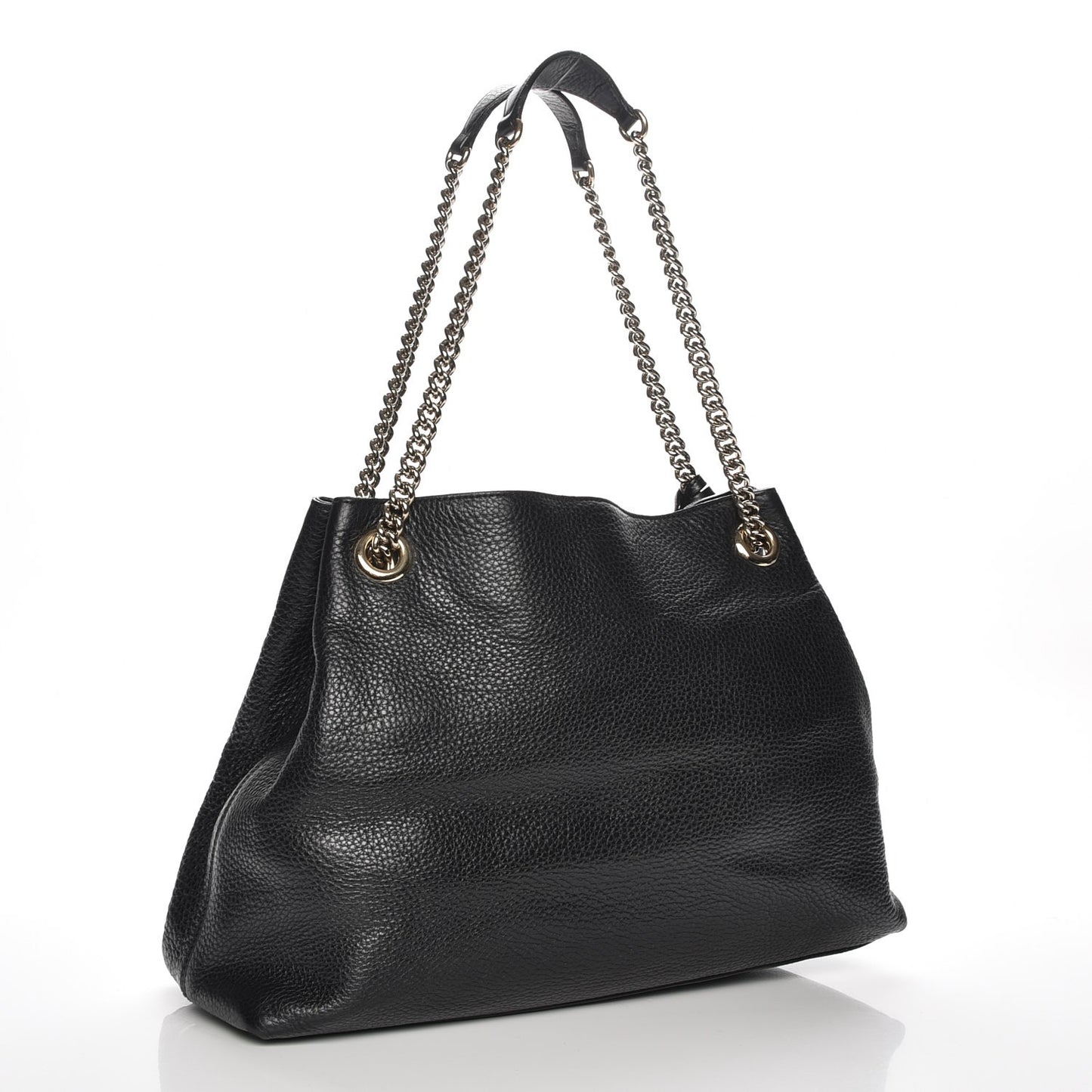 Pebbled Calfskin Medium Soho Chain Shoulder Bag Black