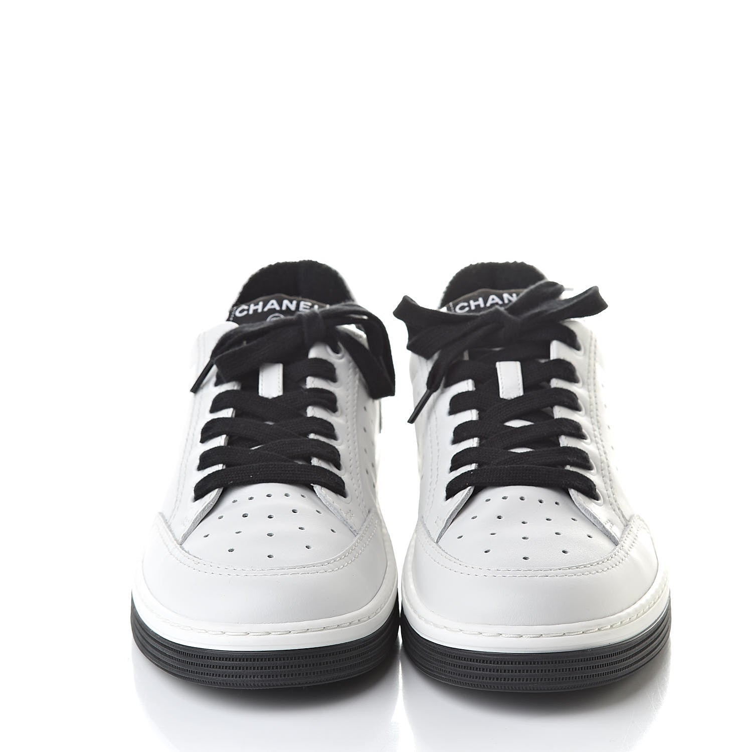 Chanel Calfskin Womens Logo Sneakers 39 Black White 2 of 8