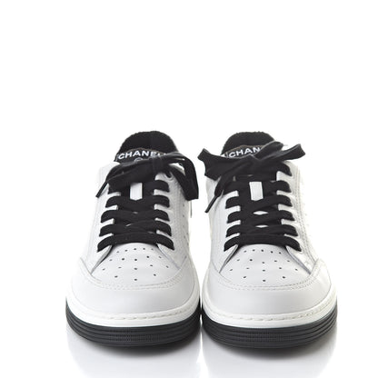 Chanel Calfskin Womens Logo Sneakers 39 Black White 2 of 8