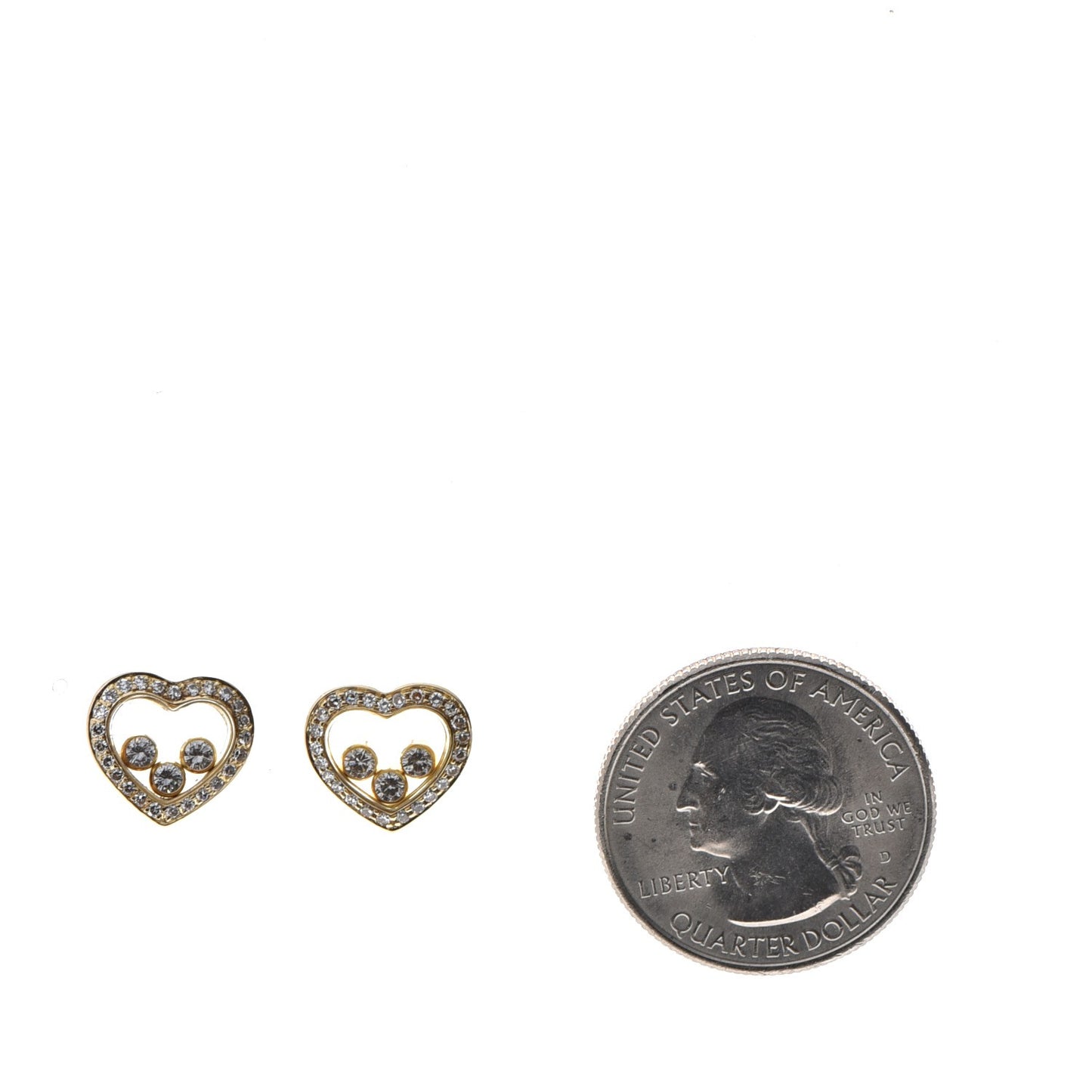 18K Yellow Gold Happy Diamonds Heart Earrings