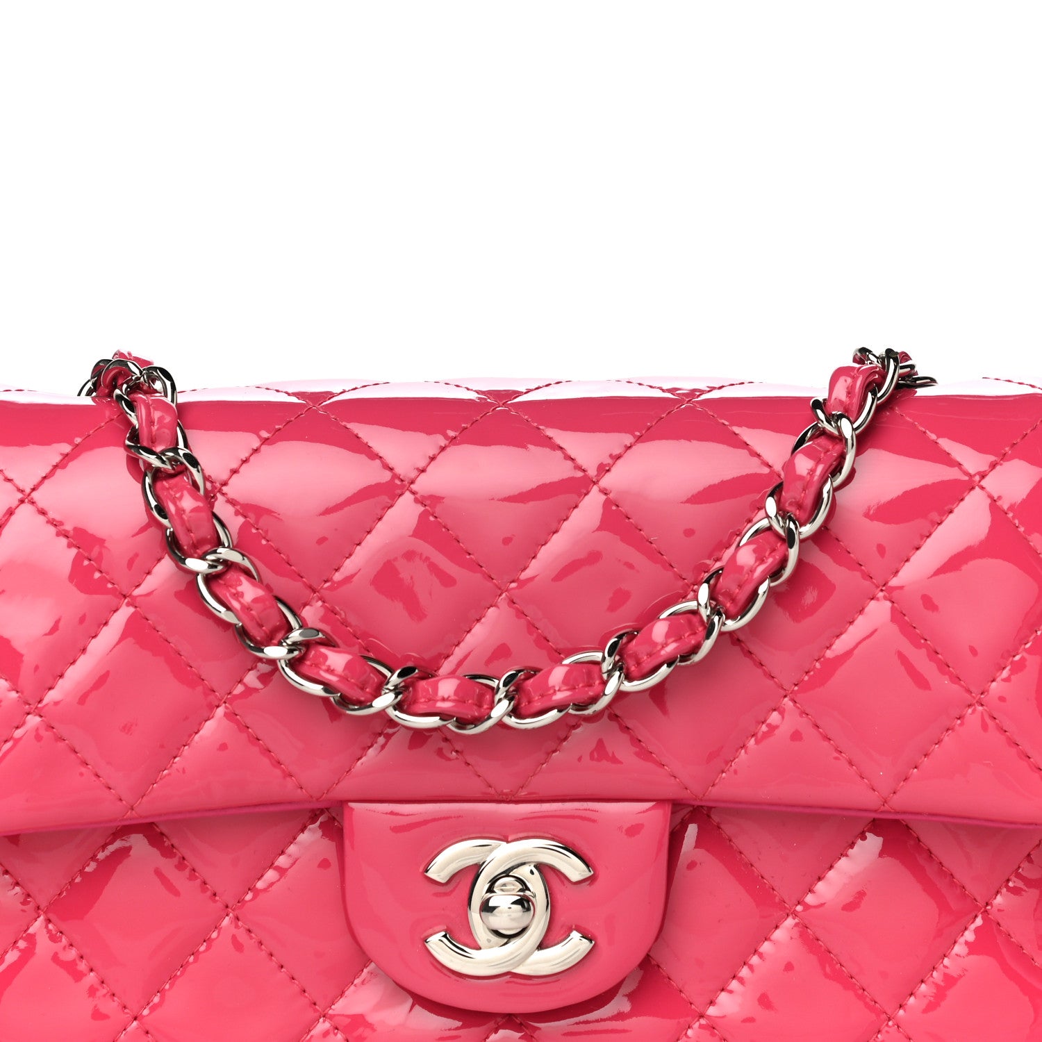 Chanel Patent Calfskin Quilted Mini Rectangular Flap Pink 7 of 11