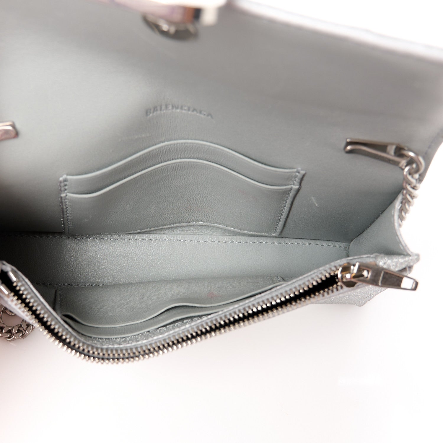 Balenciaga Sparkling Fabric XS Hourglass Wallet On Chain Silver 5 of 13