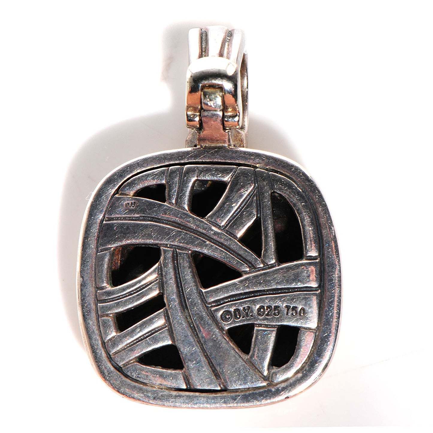 Sterling Silver 18K Gold 21mm Carved Cable Enhancer Pendant