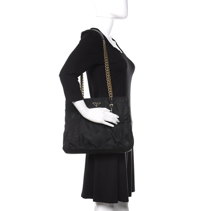 Prada Tessuto Nylon Chain Shoulder Bag Black 2 of 9