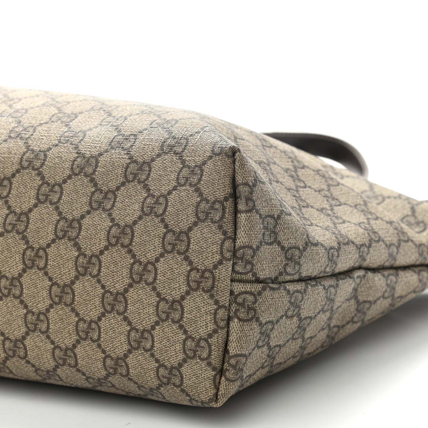 GG Supreme Monogram Medium Zippered Shopping Tote Dark Brown