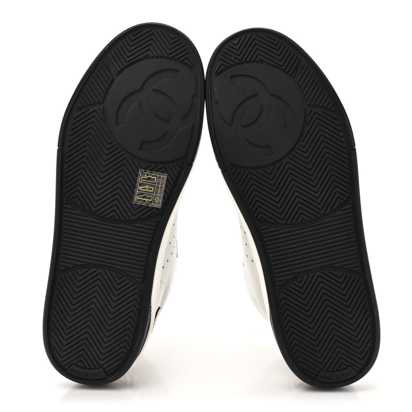 Calfskin Womens Logo High Top Sneakers 38 Black White