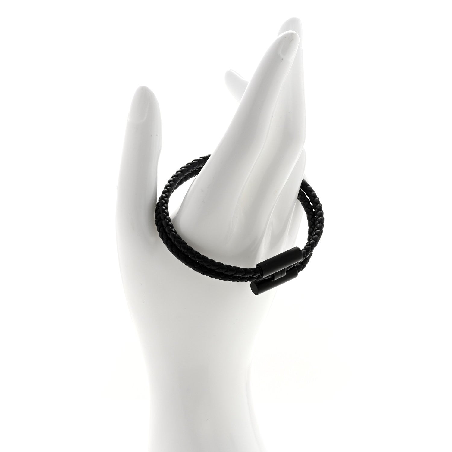 Hermes Swift Double Wrap Cord Tournis Tresse Bracelet T6 Black 2 of 4