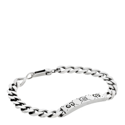 Gucci Sterling Silver GucciGhost Hamlet Skull ID Chain Bracelet 1 of 5