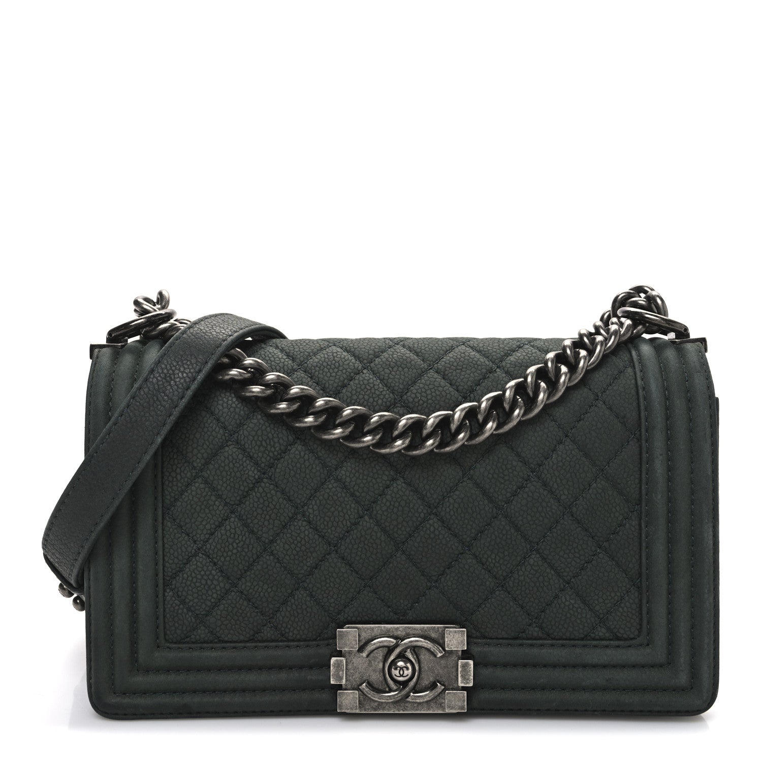 Chanel Iridescent Caviar Quilted Medium Boy Flap Dark Green 1 of 10