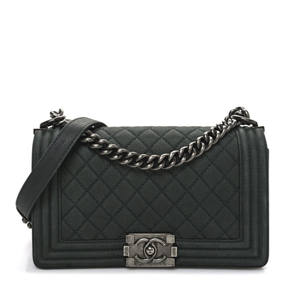 Chanel Iridescent Caviar Quilted Medium Boy Flap Dark Green 1 of 10