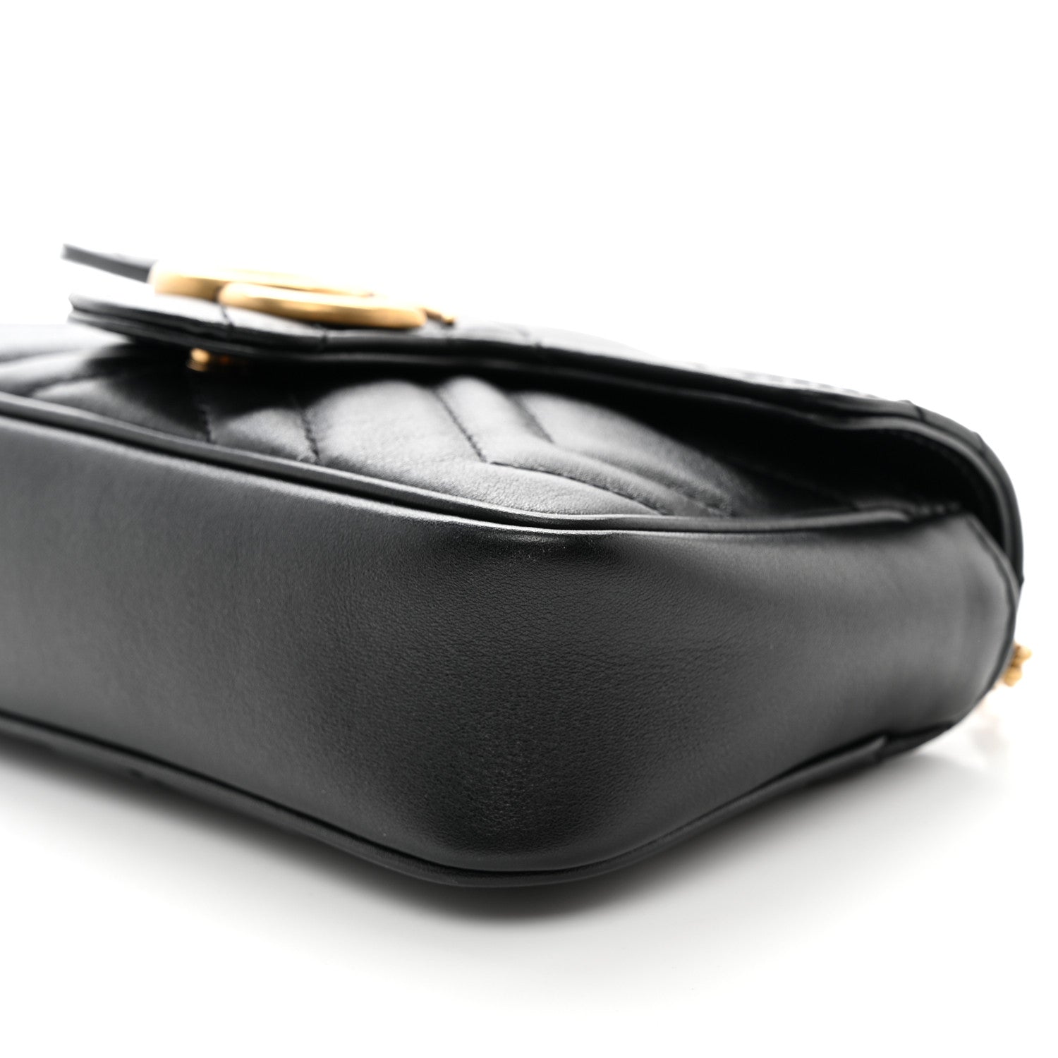 Gucci Calfskin Matelasse Super Mini GG Marmont Shoulder Bag Black 10 of 10