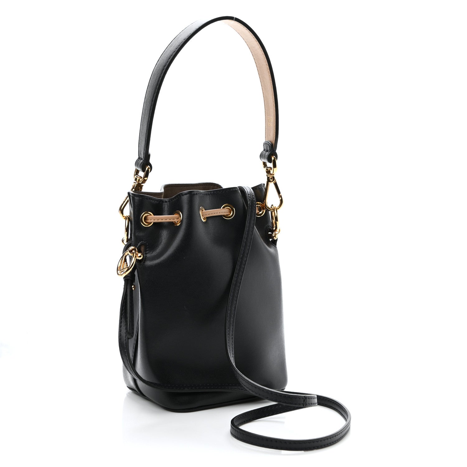 Fendi Vitello Liberty F is Fendi Stamp Patch Mini Mon Tresor Bucket Bag Blue Notte Cuoio Flamingo 2 of 12