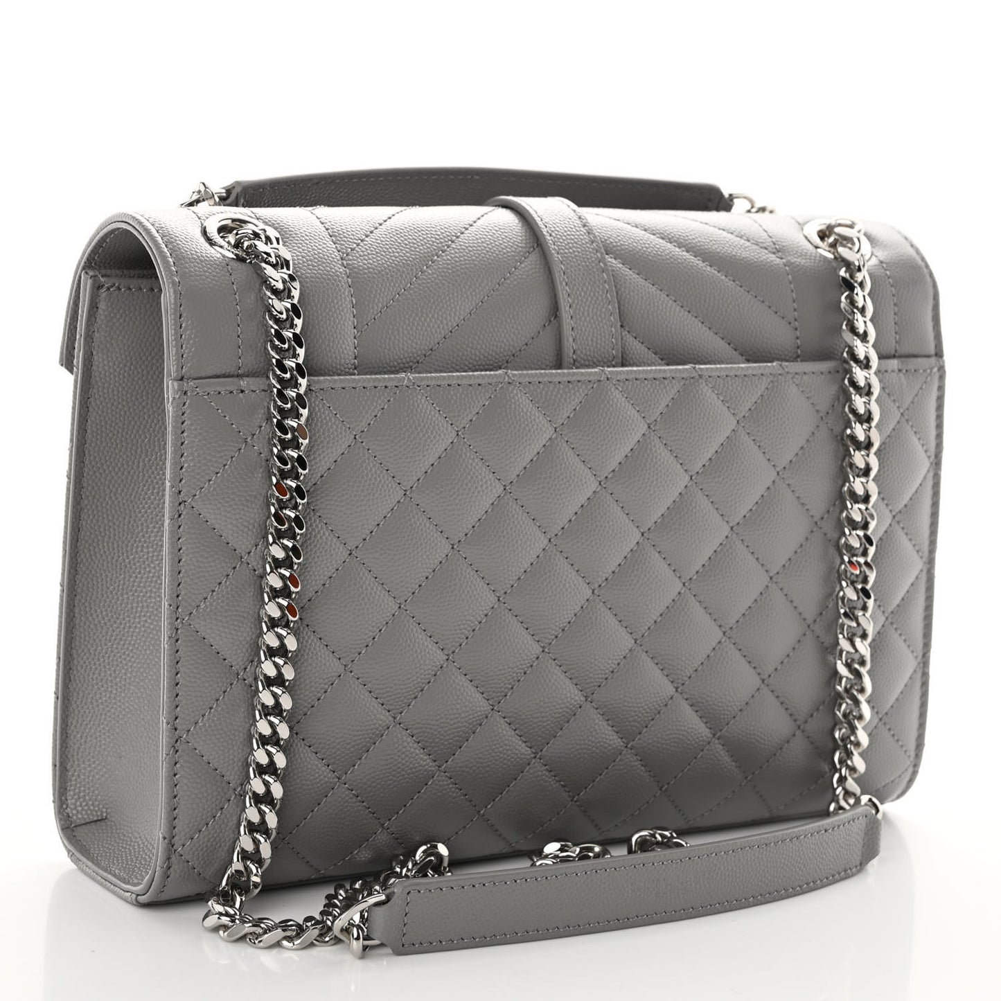 Grain De Poudre Textured Mixed Matelasse Medium Triquilt Monogram Satchel New Stone