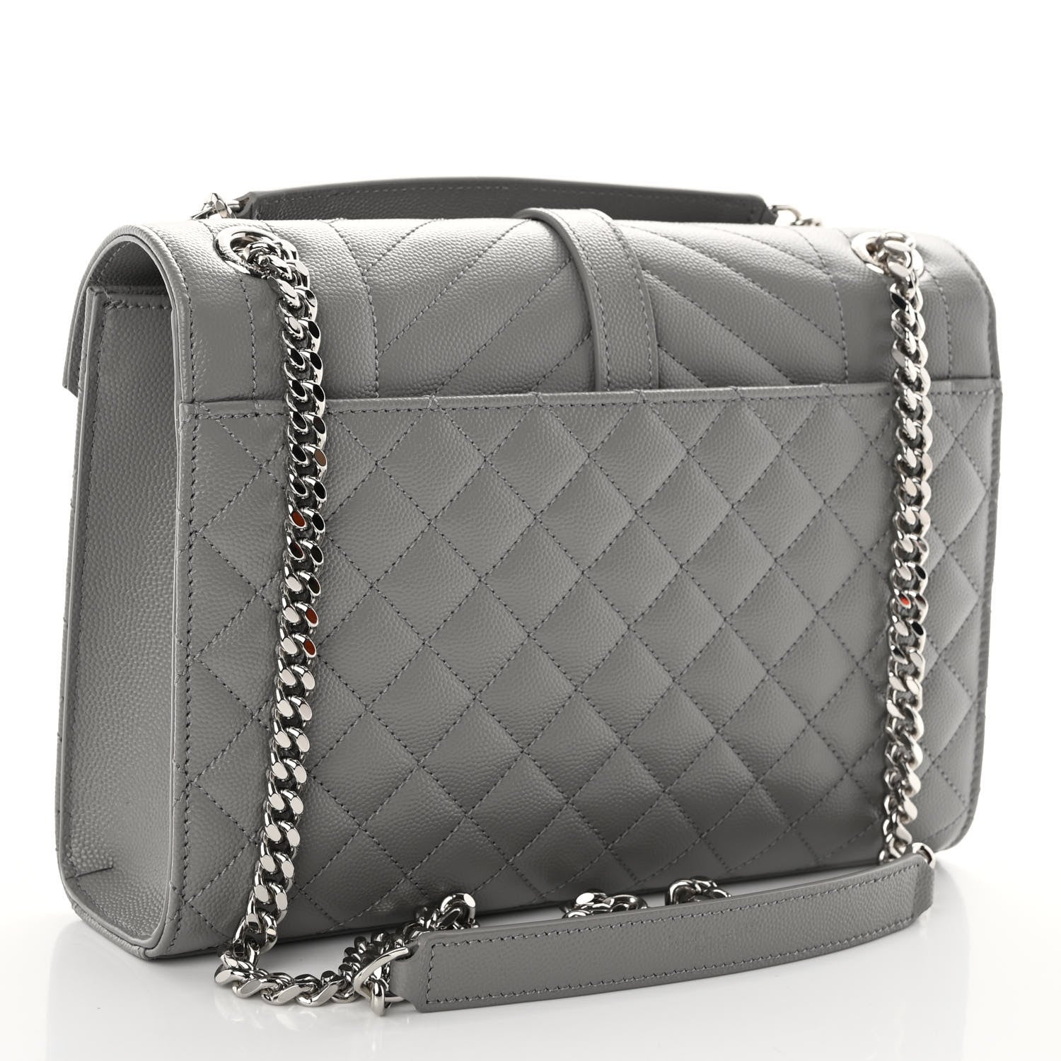 Saint Laurent Grain De Poudre Textured Mixed Matelasse Medium Triquilt Monogram Satchel New Stone 3 of 9