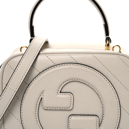 Gucci Sakai Be Green Calfskin Diagonal Stitched Blondie Top Handle Bag Mystic White 8 of 10