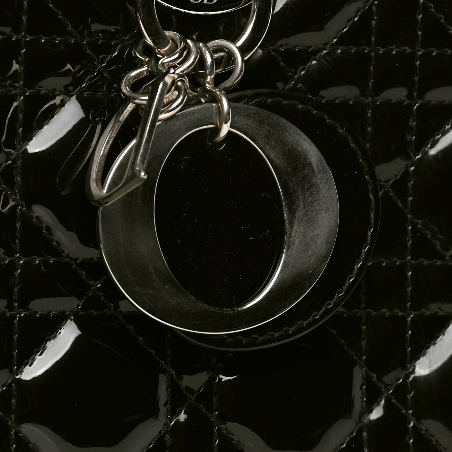 Patent Cannage Large Lady Dior Black