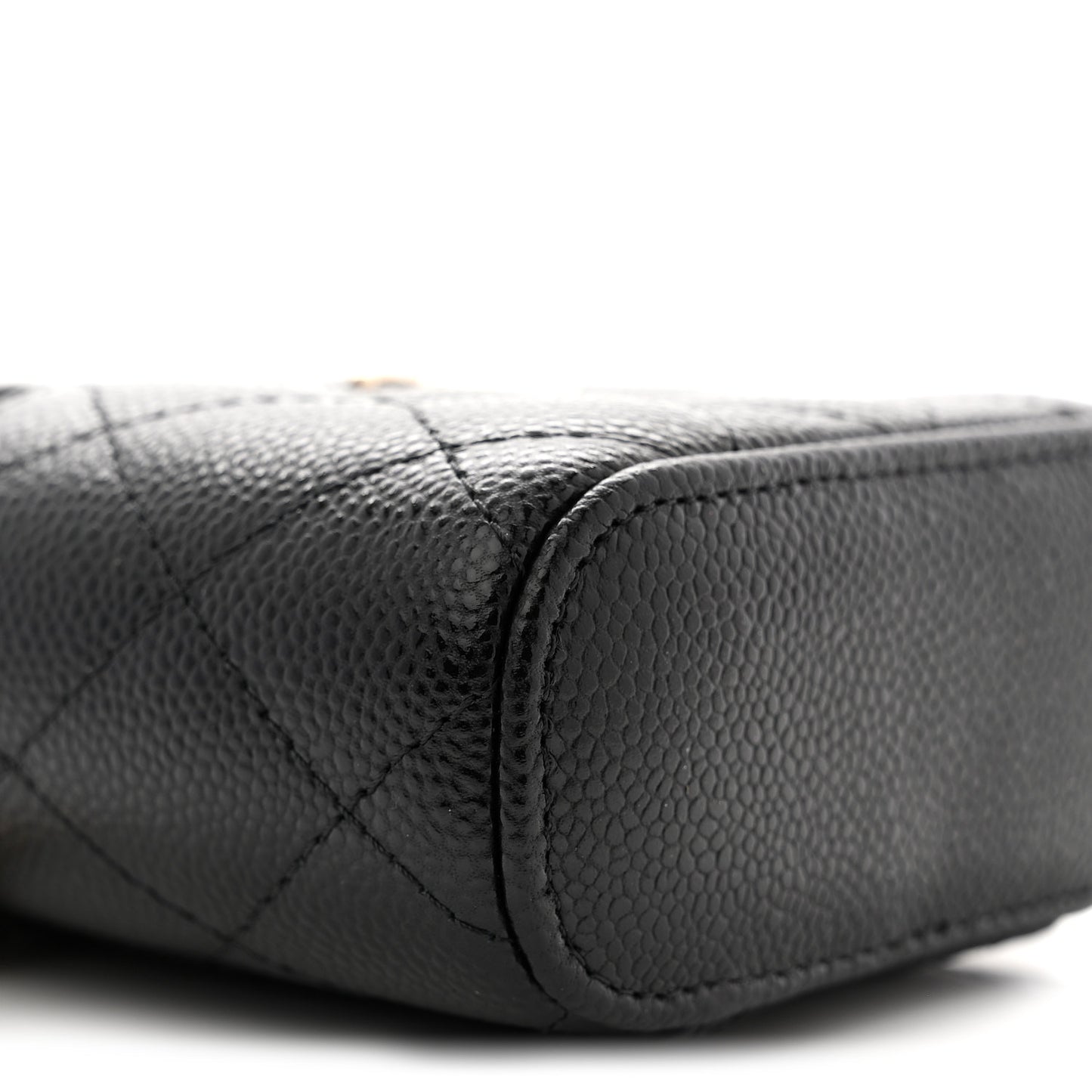 Caviar Quilted Top Handle Mini Vanity Case With Chain Black