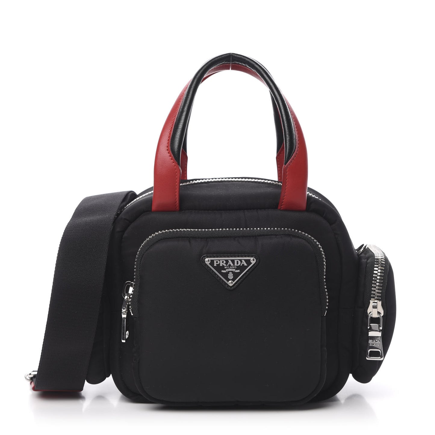 Tessuto Nylon Pocket Top Handle Cargo Bag Black Fuoco