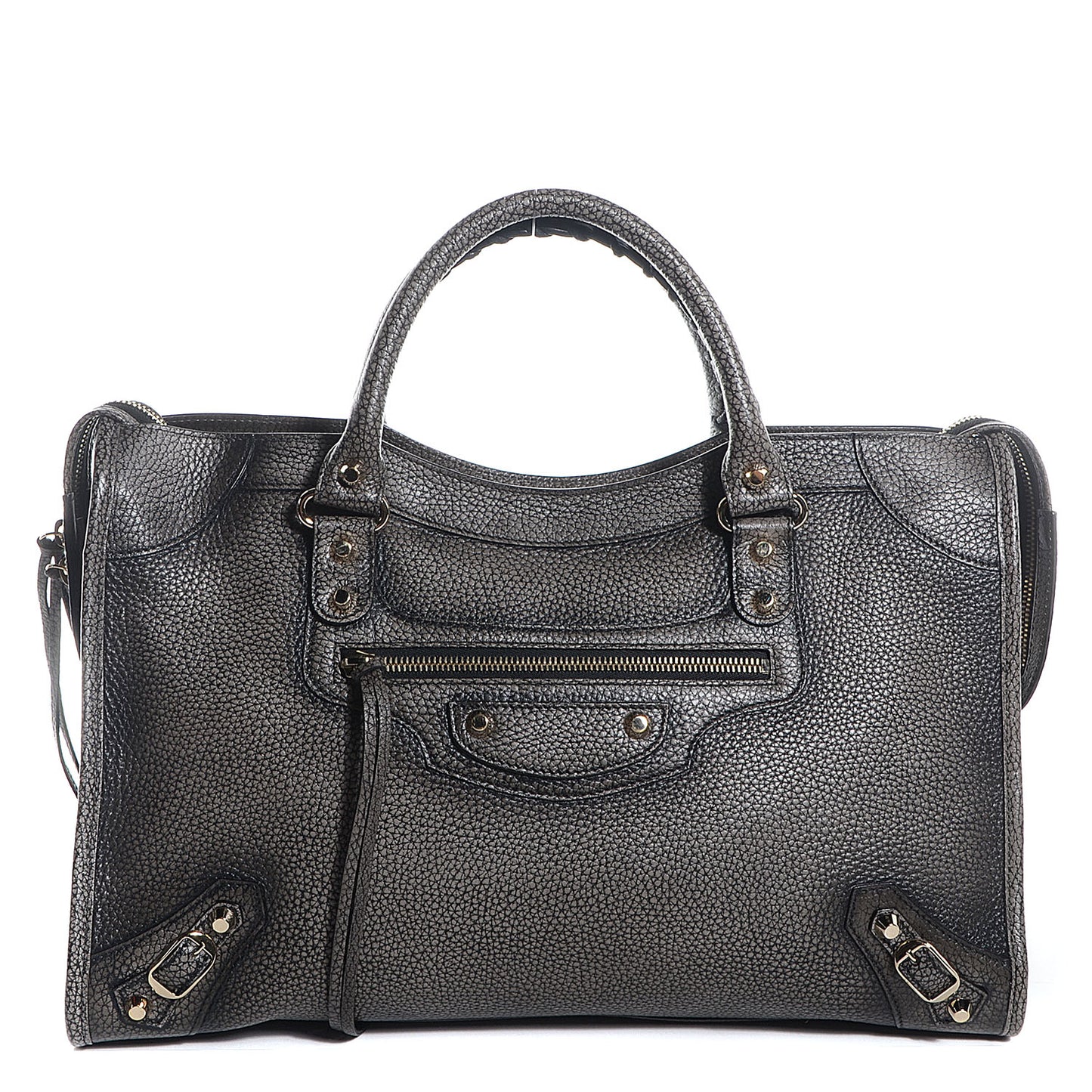 Grained Calfskin Classic Gold Hardware City Ombre Grey Gradient