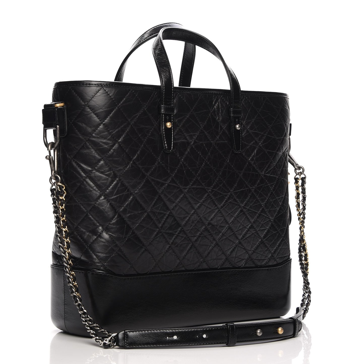Calfskin Quilted Large Gabrielle Shopping Tote Black