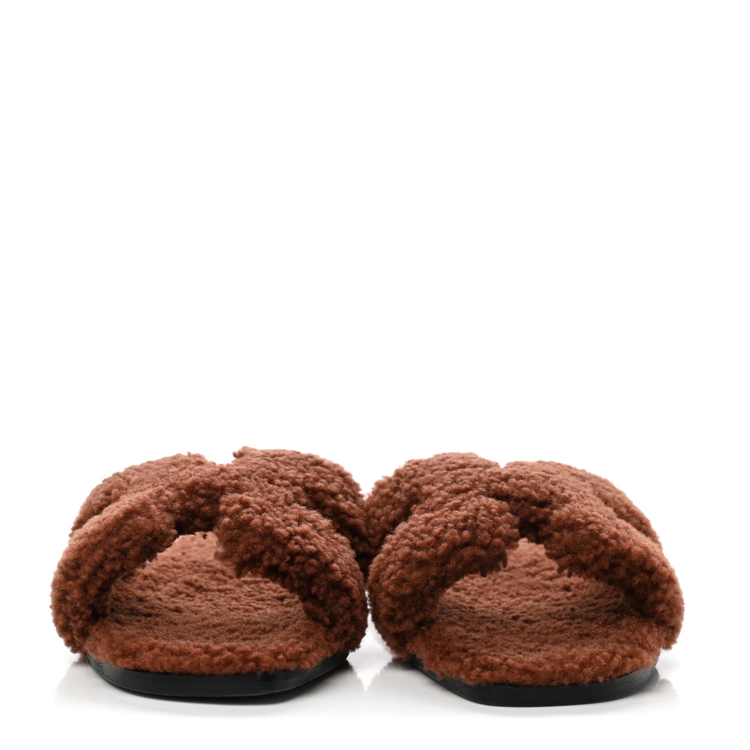 Hermes Woolskin Oran Sandals 37.5 Cognac 2 of 8