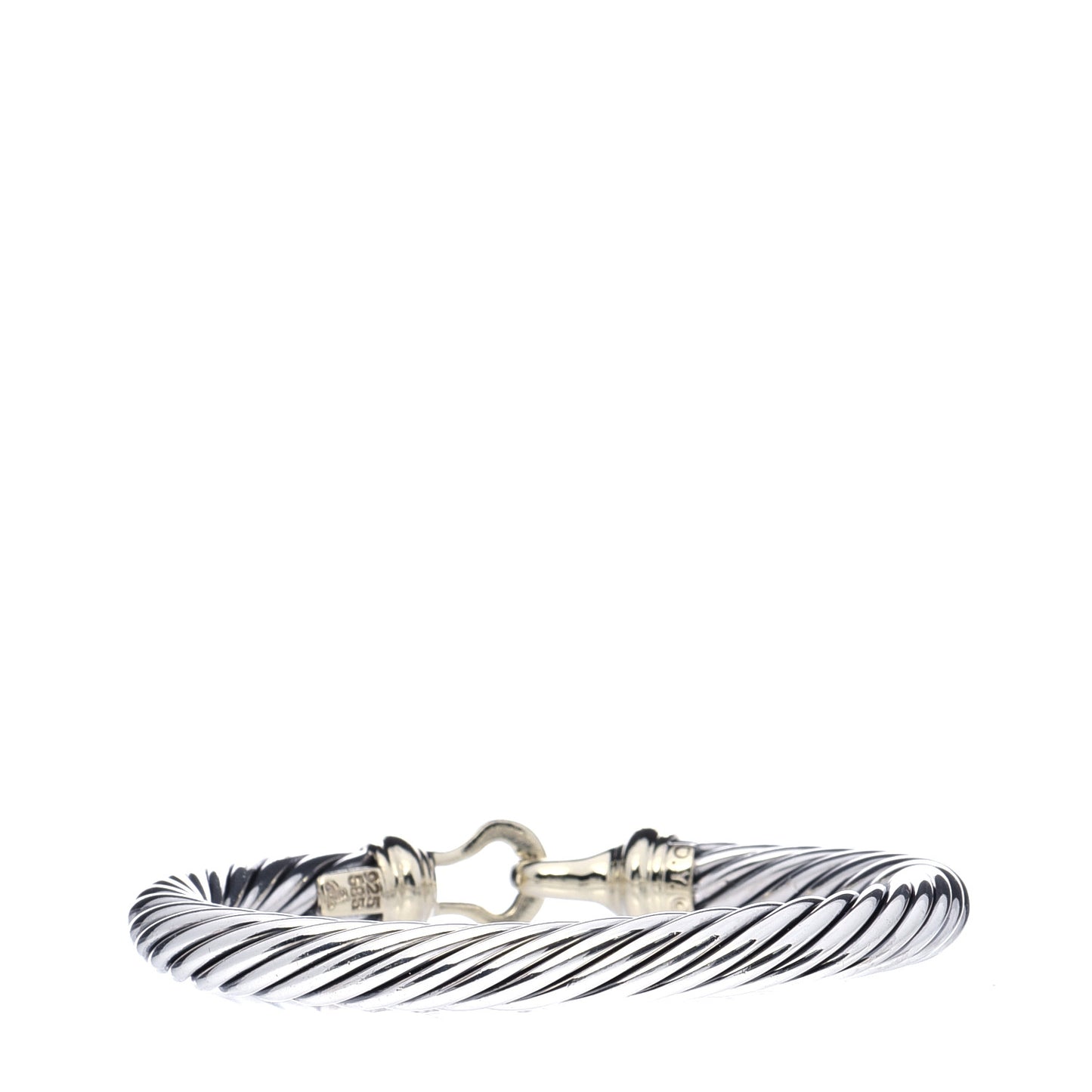 Sterling Silver 14K Yellow Gold 7mm Cable Classic Buckle Bracelet